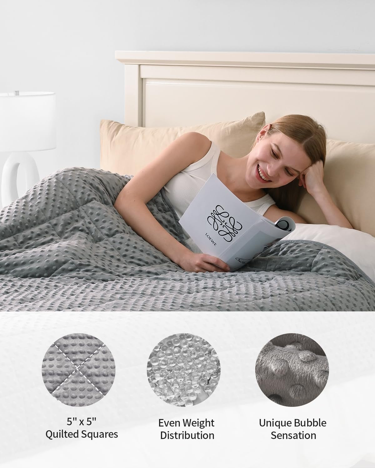 Cooling Weighted Blanket for Adults, Queen Size 15 Lbs, 60″X80″