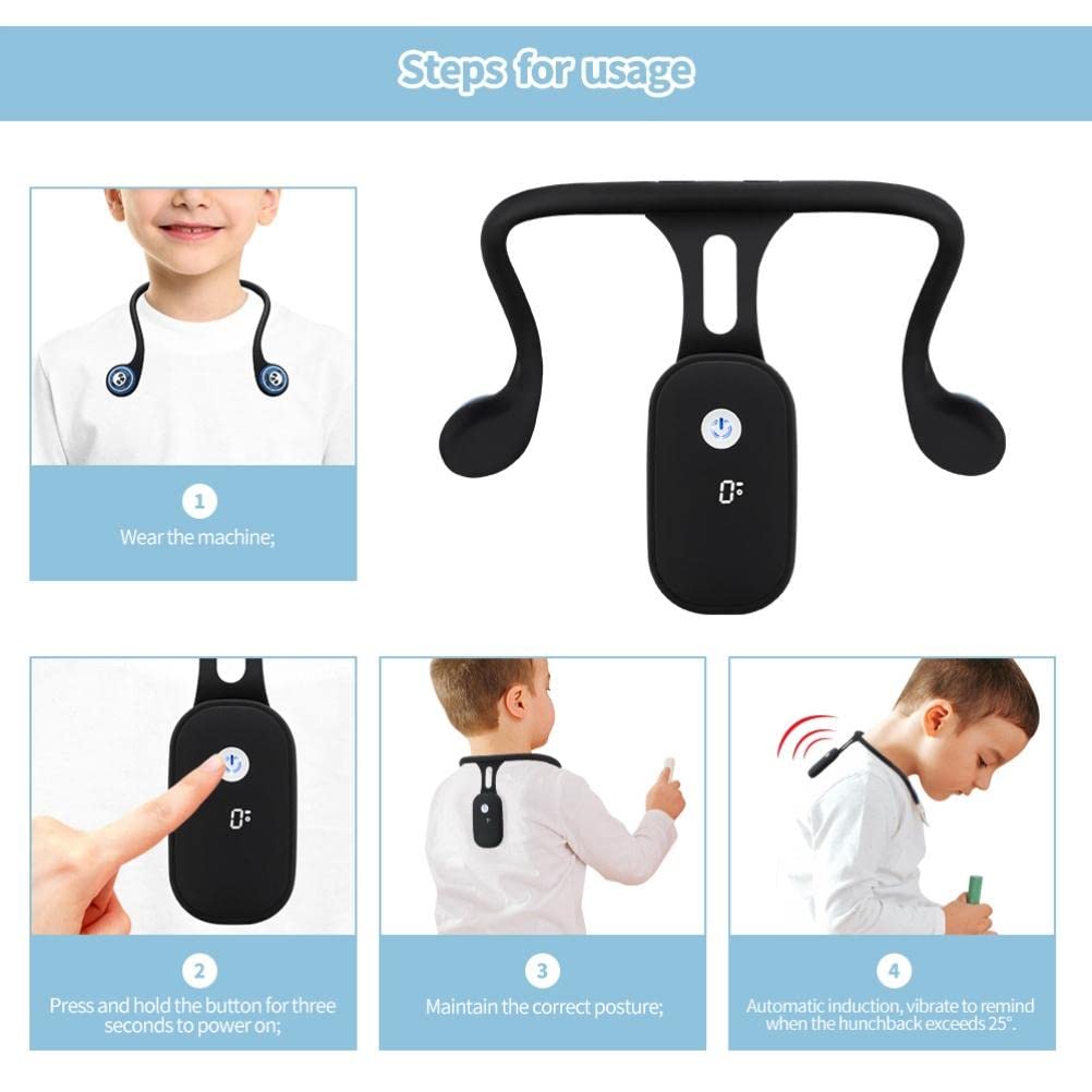 Smart Neck Posture Corrector - Rechargeable Silicone Automatic Induction Posture Trainer, Invisible Wear for Adults & Kids, Upper Back Support for Office Work & Study