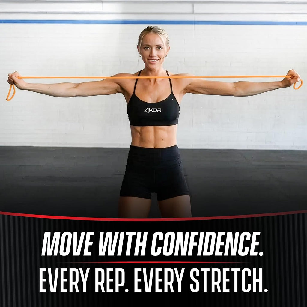 4KOR 41” Resistance Band 2-Pack – 5–15 Lb Exercise Bands with a Satisfying Stretch from Sri Lankan Latex – Long Fitness Loops for Physical Therapy, Stretching, Workout or Light Pull-Up Assistance