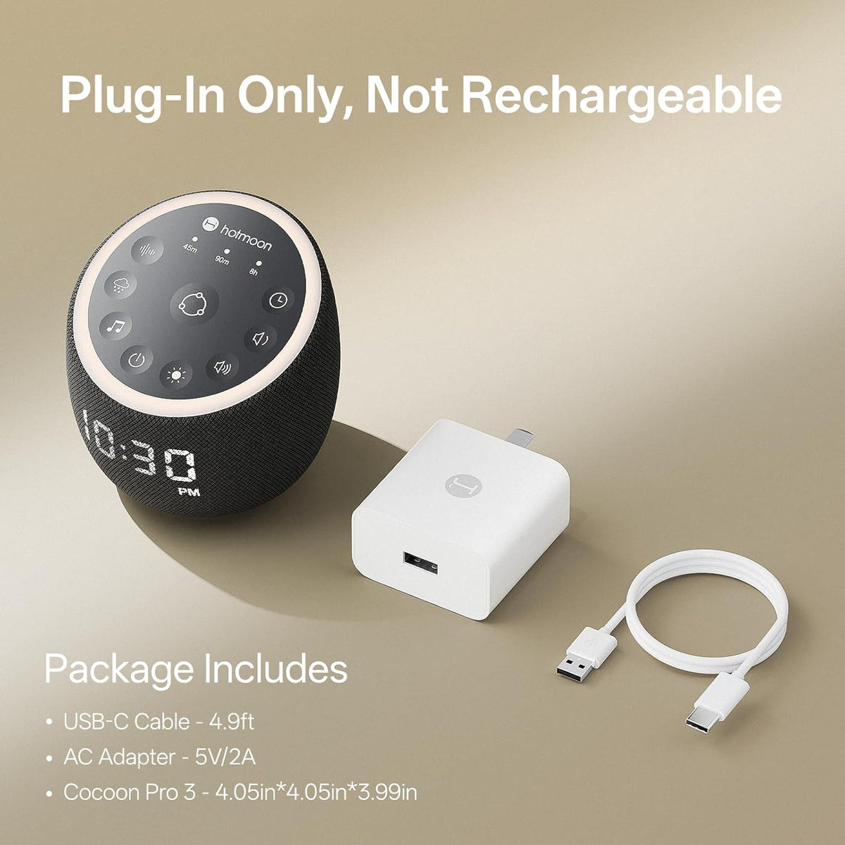Smart Sound Machine for Sleep, Cocoon Pro 3, 117 Sounds, Plug In
