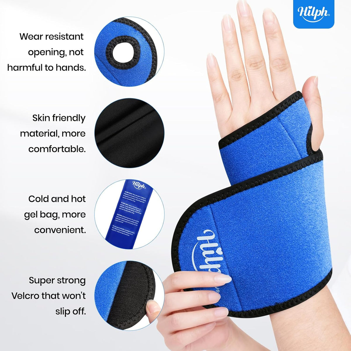 Wrist Ice Pack Wrap, Carpal Tunnel Relief Wrist Brace with Gel Pack