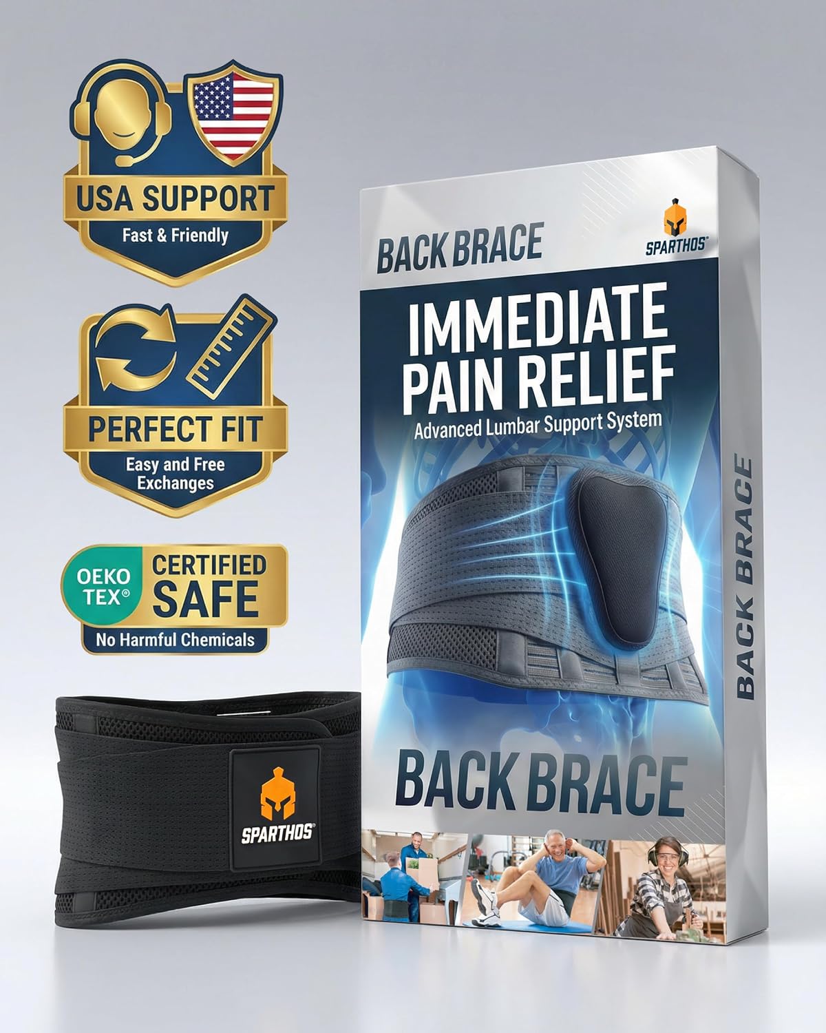 Back Brace for Women & Men, Sciatica, Lower Back Pain - Black-L