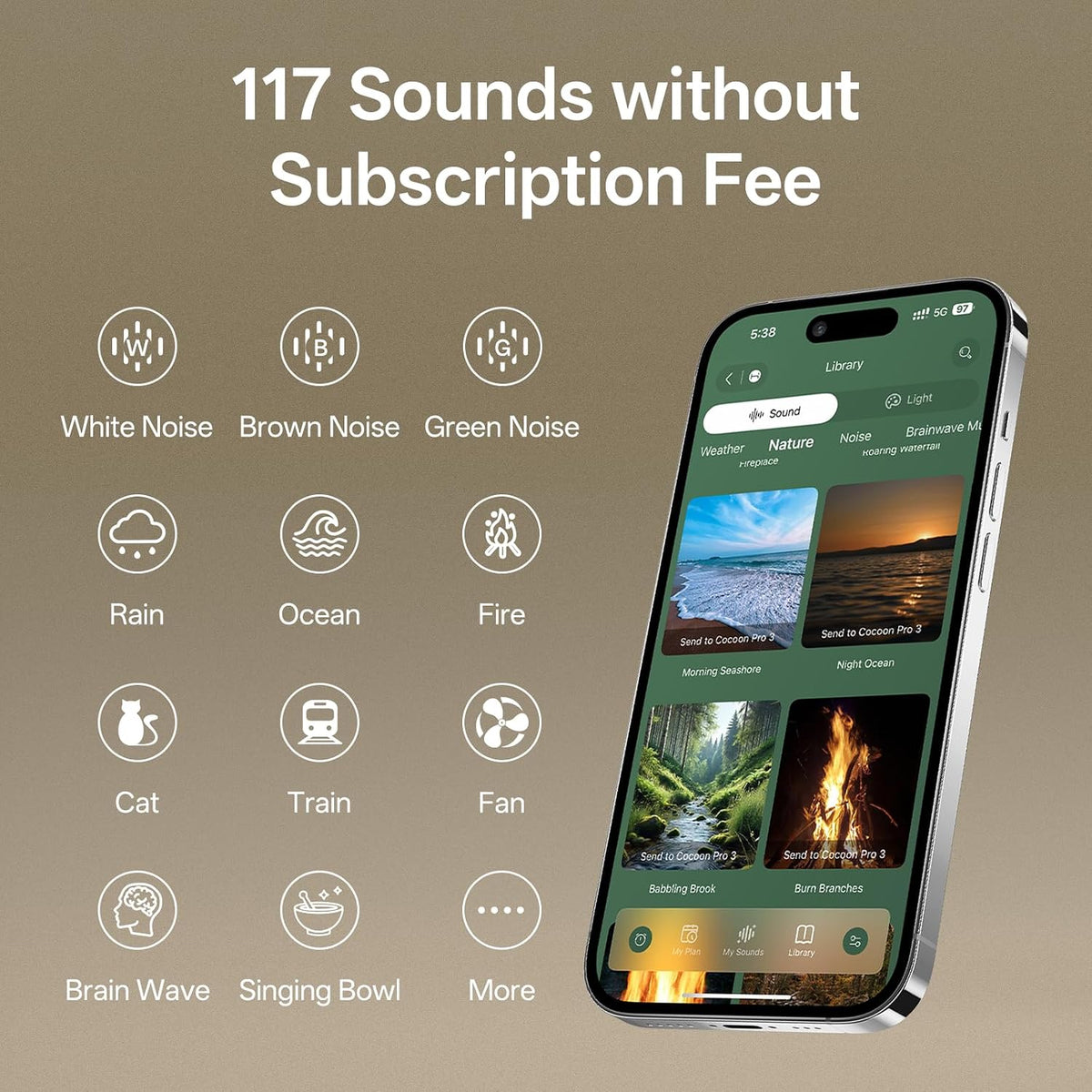 Smart Sound Machine for Sleep, Cocoon Pro 3, 117 Sounds, Plug In
