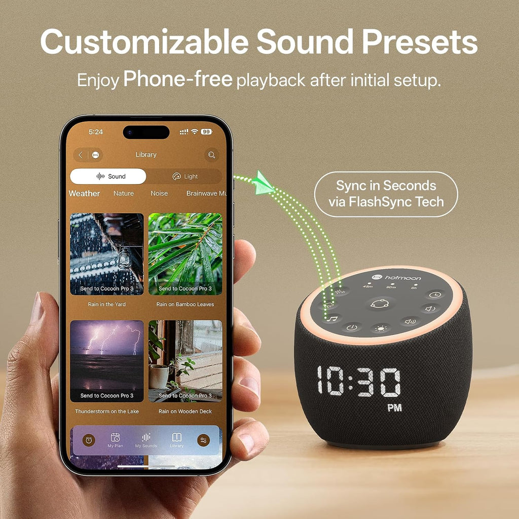 Smart Sound Machine for Sleep, Cocoon Pro 3, 117 Sounds, Plug In