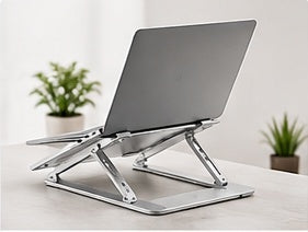 Adjustable black laptop stand for desk
